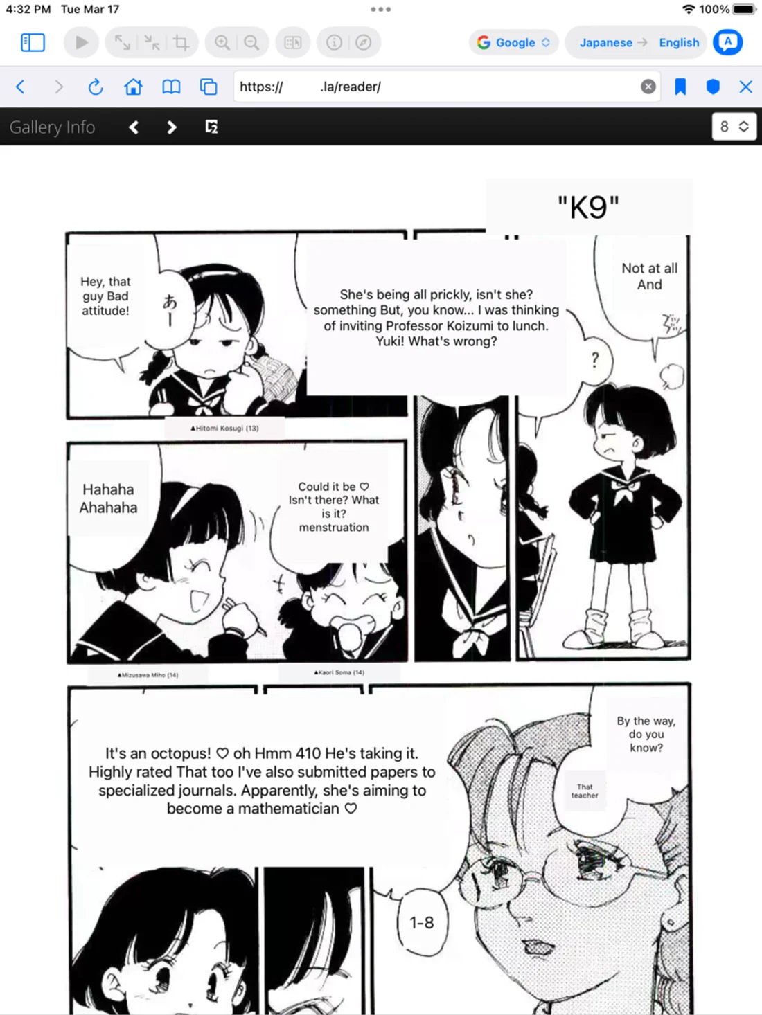 Translate web comics in place