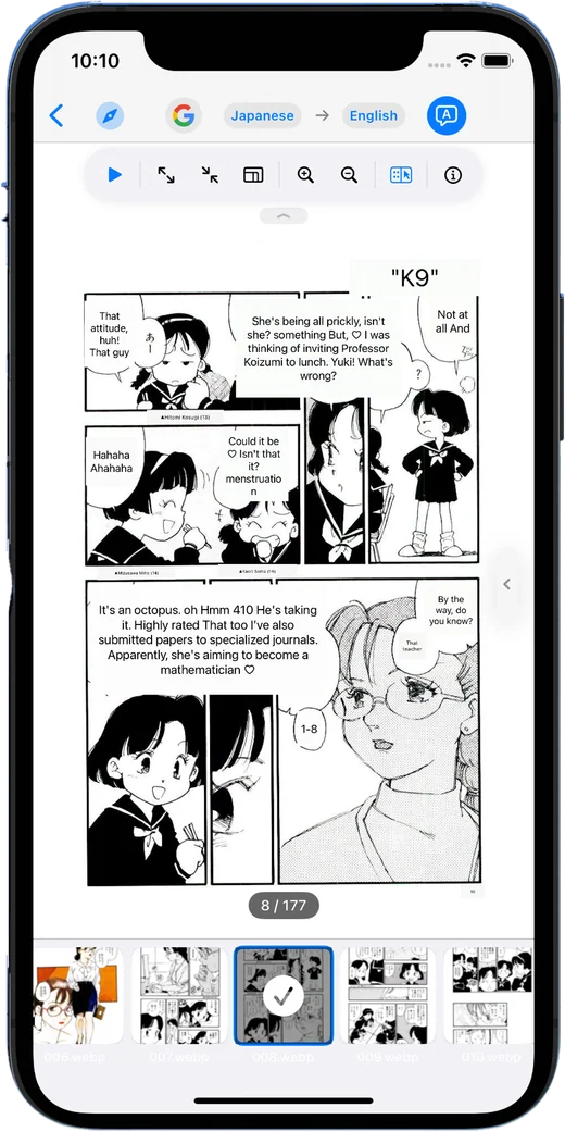 Pantalla de traducci&oacute;n de im&aacute;genes ToonPie